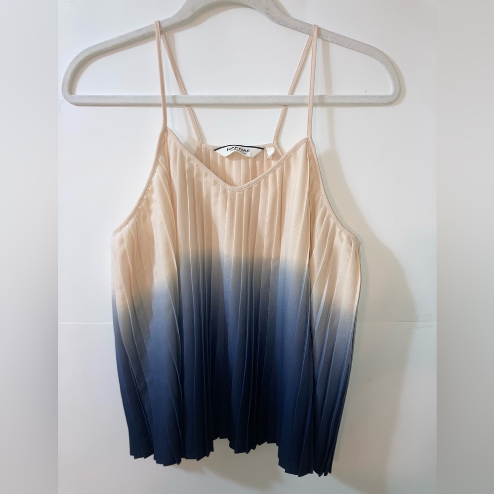 NAF NAF Cream and Blue Top Size S